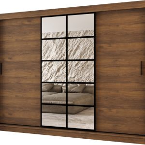 Szafa przesuwna z lustrem Garderoba ORLANDO 250 orzech + u. czarny 1097447 Szafa przesuwna z lustrem Garderoba ORLANDO 250 orzech + u. czarny 1097447