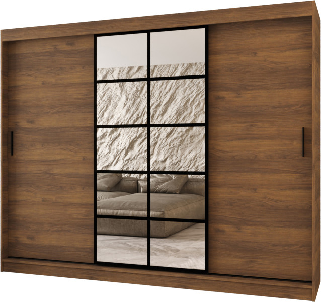 Szafa przesuwna z lustrem Garderoba ORLANDO 250 orzech + u. czarny 1097447