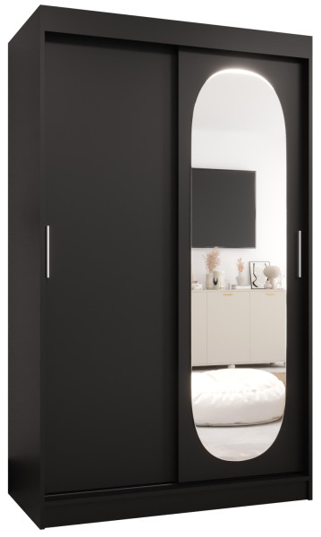 Szafa przesuwna z lustrem Garderoba ROYAL 120 czarny 550078