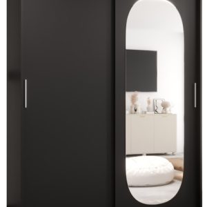 Szafa przesuwna z lustrem Garderoba ROYAL 150 czarny 550082