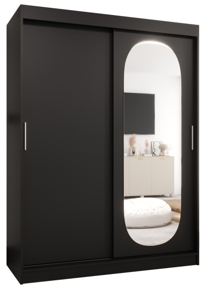 Szafa przesuwna z lustrem Garderoba ROYAL 150 czarny 550082