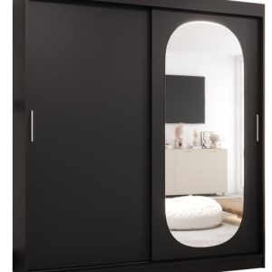 Szafa przesuwna z lustrem Garderoba ROYAL 180 czarny 550130