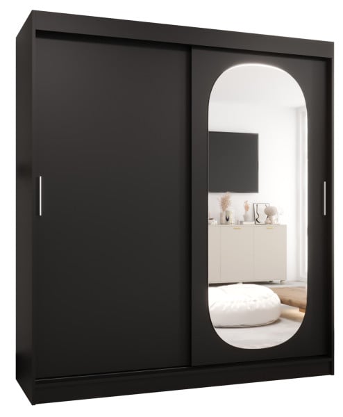 Szafa przesuwna z lustrem Garderoba ROYAL 180 czarny 550130