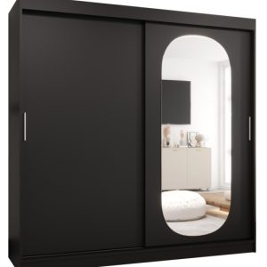 Szafa przesuwna z lustrem Garderoba ROYAL 200 czarny 550125