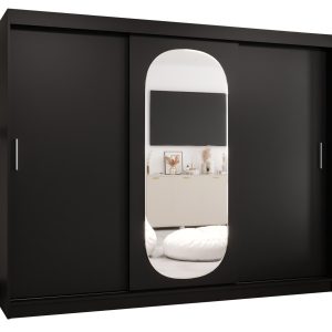 Szafa przesuwna z lustrem Garderoba ROYAL 250 czarny 550080