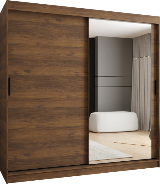 Szafa przesuwna z lustrem Garderoba RUBINO T2 200 orzech warmia 1029837