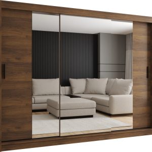 Szafa przesuwna z lustrem Garderoba RUBINO T2 250 orzech warmia 1029862 Szafa przesuwna z lustrem Garderoba RUBINO T2 250 orzech warmia 1029862