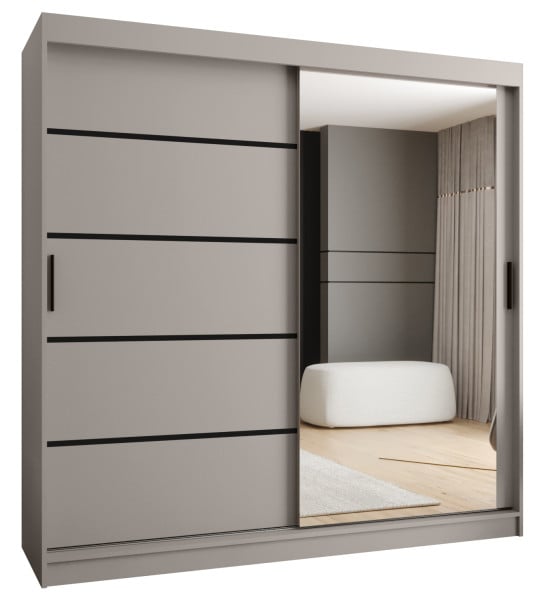 Szafa przesuwna z lustrem Garderoba RUBINO V2 200 kaszmir 685541