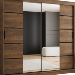 Szafa przesuwna z lustrem Garderoba RUBINO V4 200 orzech warmia 1029884 Szafa przesuwna z lustrem Garderoba RUBINO V4 200 orzech warmia 1029884