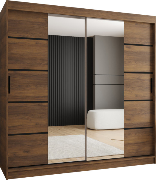 Szafa przesuwna z lustrem Garderoba RUBINO V4 200 orzech warmia 1029884