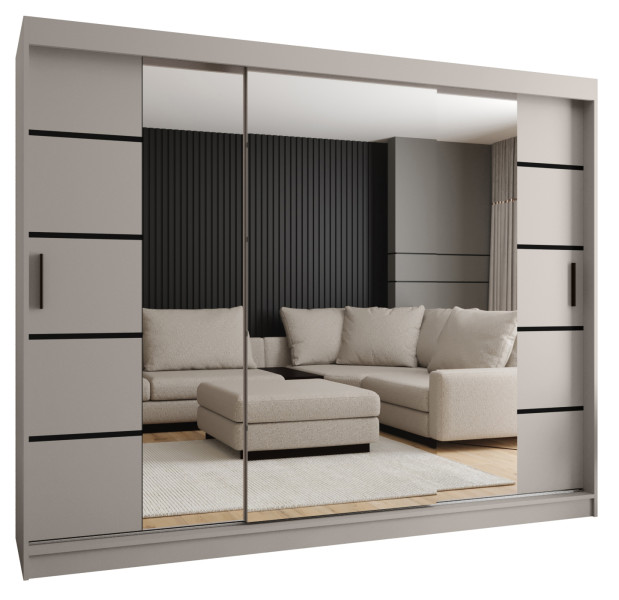 Szafa przesuwna z lustrem Garderoba RUBINO V4 250 kaszmir 685563