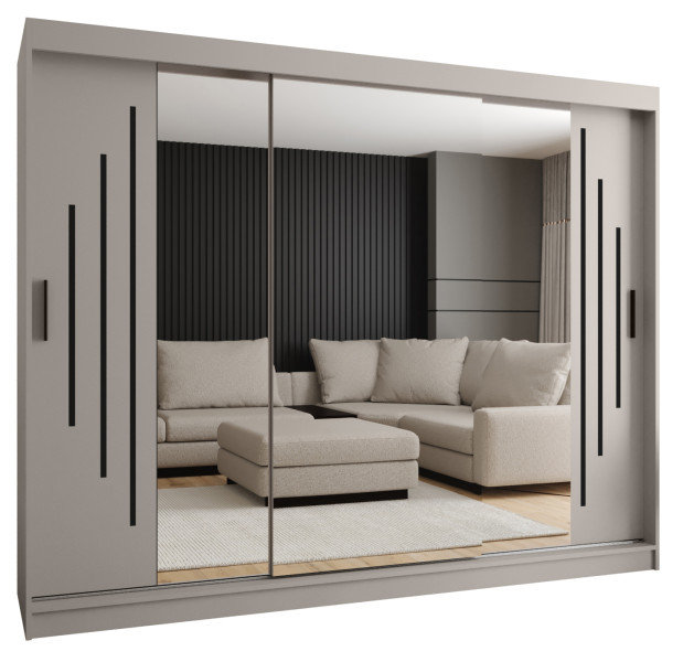 Szafa przesuwna z lustrem Garderoba RUBINO Y2 250 kaszmir 685544