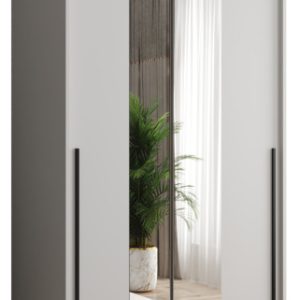 Szafa przesuwna z lustrem Garderoba SIMA T1 100 biały + u. czarny 1078596 Szafa przesuwna z lustrem Garderoba SIMA T1 100 biały + u. czarny 1078596