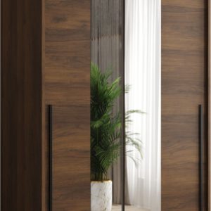 Szafa przesuwna z lustrem Garderoba SIMA T1 100 orzech + u. czarny 1078557 Szafa przesuwna z lustrem Garderoba SIMA T1 100 orzech + u. czarny 1078557