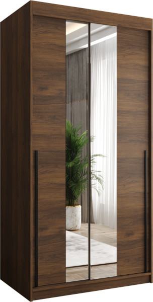Szafa przesuwna z lustrem Garderoba SIMA T1 100 orzech + u. czarny 1078557