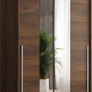 Szafa przesuwna z lustrem Garderoba SIMA T1 100 orzech + u. srebrny 1078552 Szafa przesuwna z lustrem Garderoba SIMA T1 100 orzech + u. srebrny 1078552