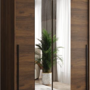 Szafa przesuwna z lustrem Garderoba SIMA T1 120 orzech + u. czarny 1078881 Szafa przesuwna z lustrem Garderoba SIMA T1 120 orzech + u. czarny 1078881