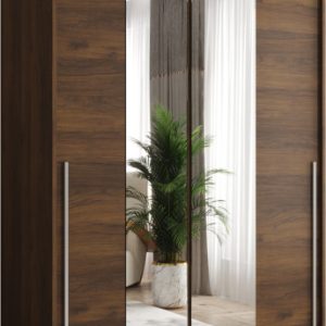 Szafa przesuwna z lustrem Garderoba SIMA T1 120 orzech + u. srebrny 1078845 Szafa przesuwna z lustrem Garderoba SIMA T1 120 orzech + u. srebrny 1078845