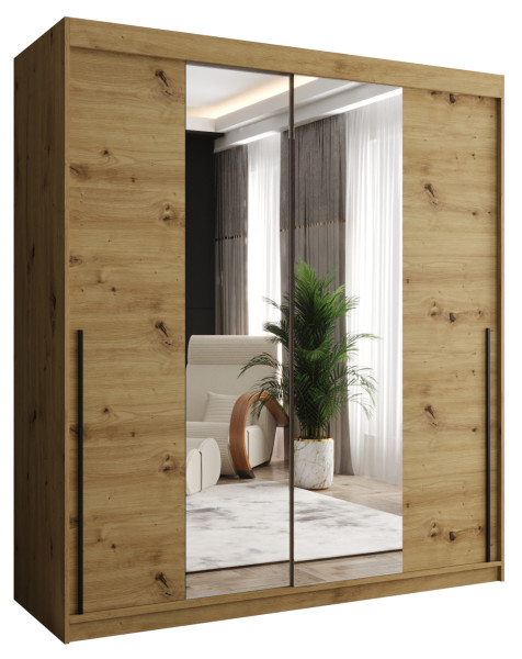 Szafa przesuwna z lustrem Garderoba SIMA T1 180 artisan + u. czarny 1078836