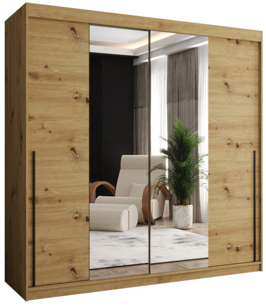 Szafa przesuwna z lustrem Garderoba SIMA T1 200 artisan + u. czarny 1078814