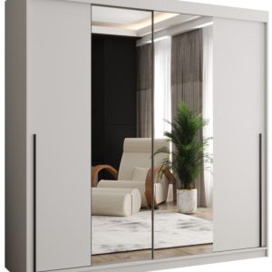 Szafa przesuwna z lustrem Garderoba SIMA T1 200 biały + u. czarny 1078899 Szafa przesuwna z lustrem Garderoba SIMA T1 200 biały + u. czarny 1078899