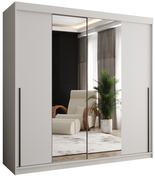 Szafa przesuwna z lustrem Garderoba SIMA T1 200 biały + u. czarny 1078899