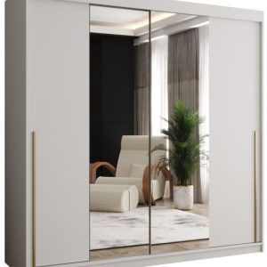 Szafa przesuwna z lustrem Garderoba SIMA T1 200 biały + u. złoty 1078866 Szafa przesuwna z lustrem Garderoba SIMA T1 200 biały + u. złoty 1078866