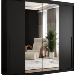 Szafa przesuwna z lustrem Garderoba SIMA T1 200 czarny + u. czarny 1078821 Szafa przesuwna z lustrem Garderoba SIMA T1 200 czarny + u. czarny 1078821