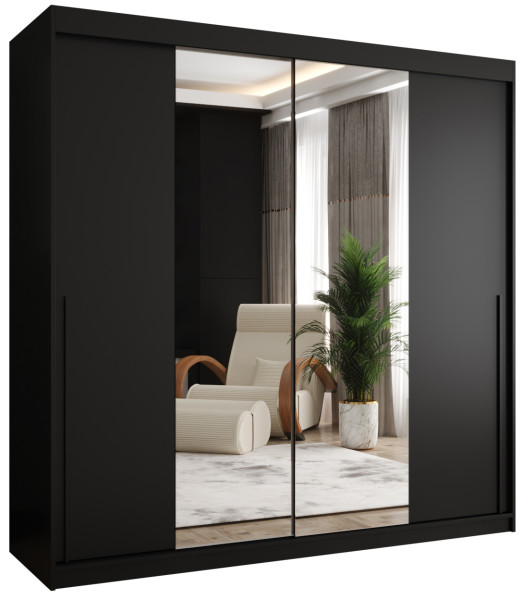 Szafa przesuwna z lustrem Garderoba SIMA T1 200 czarny + u. czarny 1078821