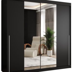 Szafa przesuwna z lustrem Garderoba SIMA T1 200 czarny + u. srebrny 1078873 Szafa przesuwna z lustrem Garderoba SIMA T1 200 czarny + u. srebrny 1078873