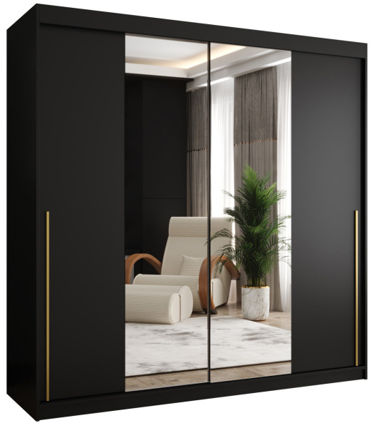 Szafa przesuwna z lustrem Garderoba SIMA T1 200 czarny + u. złoty 1078843