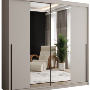 Szafa przesuwna z lustrem Garderoba SIMA T1 200 kaszmir + u. czarny 1078911 Szafa przesuwna z lustrem Garderoba SIMA T1 200 kaszmir + u. czarny 1078911