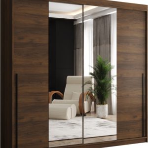 Szafa przesuwna z lustrem Garderoba SIMA T1 200 orzech + u. czarny 1078798 Szafa przesuwna z lustrem Garderoba SIMA T1 200 orzech + u. czarny 1078798