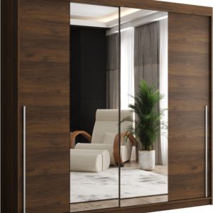 Szafa przesuwna z lustrem Garderoba SIMA T1 200 orzech + u. srebrny 1078853 Szafa przesuwna z lustrem Garderoba SIMA T1 200 orzech + u. srebrny 1078853