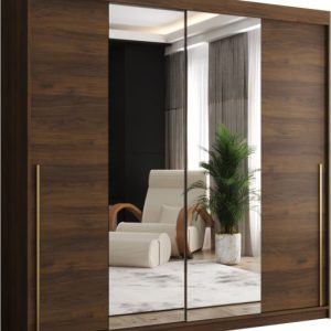 Szafa przesuwna z lustrem Garderoba SIMA T1 200 orzech + u. złoty 1078875 Szafa przesuwna z lustrem Garderoba SIMA T1 200 orzech + u. złoty 1078875