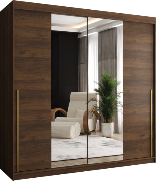 Szafa przesuwna z lustrem Garderoba SIMA T1 200 orzech + u. złoty 1078875