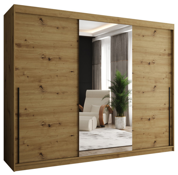 Szafa przesuwna z lustrem Garderoba SIMA T1 250 artisan + u. czarny 1078816