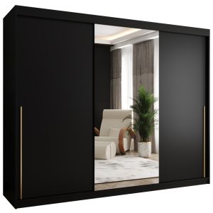 Szafa przesuwna z lustrem Garderoba SIMA T1 250 czarny + u. złoty 1078870 Szafa przesuwna z lustrem Garderoba SIMA T1 250 czarny + u. złoty 1078870