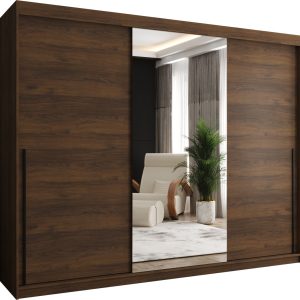 Szafa przesuwna z lustrem Garderoba SIMA T1 250 orzech + u. czarny 1078849 Szafa przesuwna z lustrem Garderoba SIMA T1 250 orzech + u. czarny 1078849