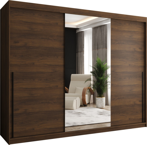 Szafa przesuwna z lustrem Garderoba SIMA T1 250 orzech + u. czarny 1078849