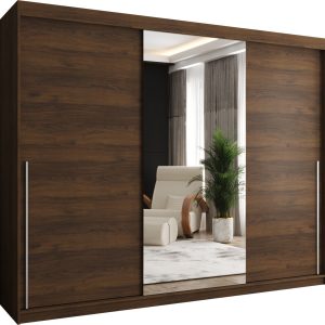 Szafa przesuwna z lustrem Garderoba SIMA T1 250 orzech + u. srebrny 1078876 Szafa przesuwna z lustrem Garderoba SIMA T1 250 orzech + u. srebrny 1078876