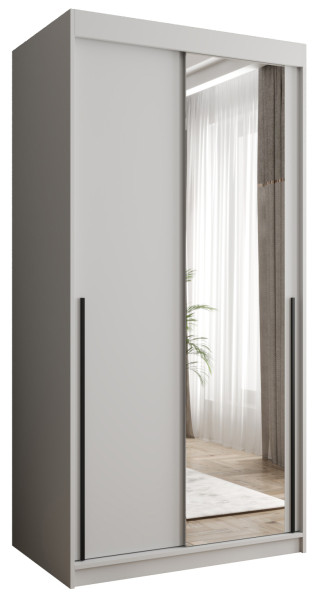 Szafa przesuwna z lustrem Garderoba SIMA T2 100 biały + u. czarny 1078825