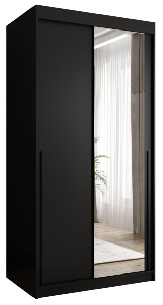 Szafa przesuwna z lustrem Garderoba SIMA T2 100 czarny + u. czarny 1078856