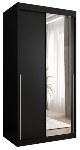 Szafa przesuwna z lustrem Garderoba SIMA T2 100 czarny + u. srebrny 1078794