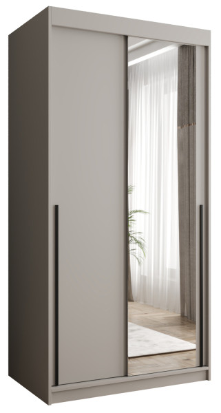 Szafa przesuwna z lustrem Garderoba SIMA T2 100 kaszmir + u. czarny 1078897