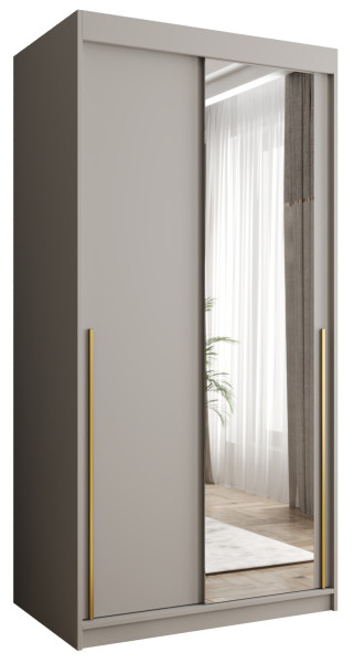 Szafa przesuwna z lustrem Garderoba SIMA T2 100 kaszmir + u. złoty 1078824