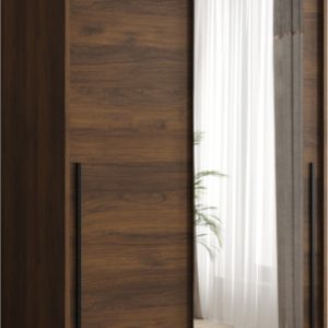 Szafa przesuwna z lustrem Garderoba SIMA T2 100 orzech + u. czarny 1078839 Szafa przesuwna z lustrem Garderoba SIMA T2 100 orzech + u. czarny 1078839
