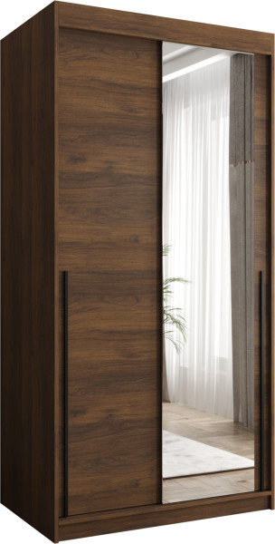 Szafa przesuwna z lustrem Garderoba SIMA T2 100 orzech + u. czarny 1078839