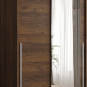 Szafa przesuwna z lustrem Garderoba SIMA T2 100 orzech + u. srebrny 1078796 Szafa przesuwna z lustrem Garderoba SIMA T2 100 orzech + u. srebrny 1078796