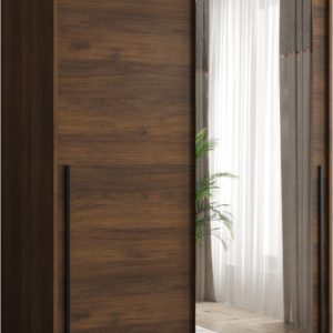 Szafa przesuwna z lustrem Garderoba SIMA T2 120 orzech + u. czarny 1078831 Szafa przesuwna z lustrem Garderoba SIMA T2 120 orzech + u. czarny 1078831